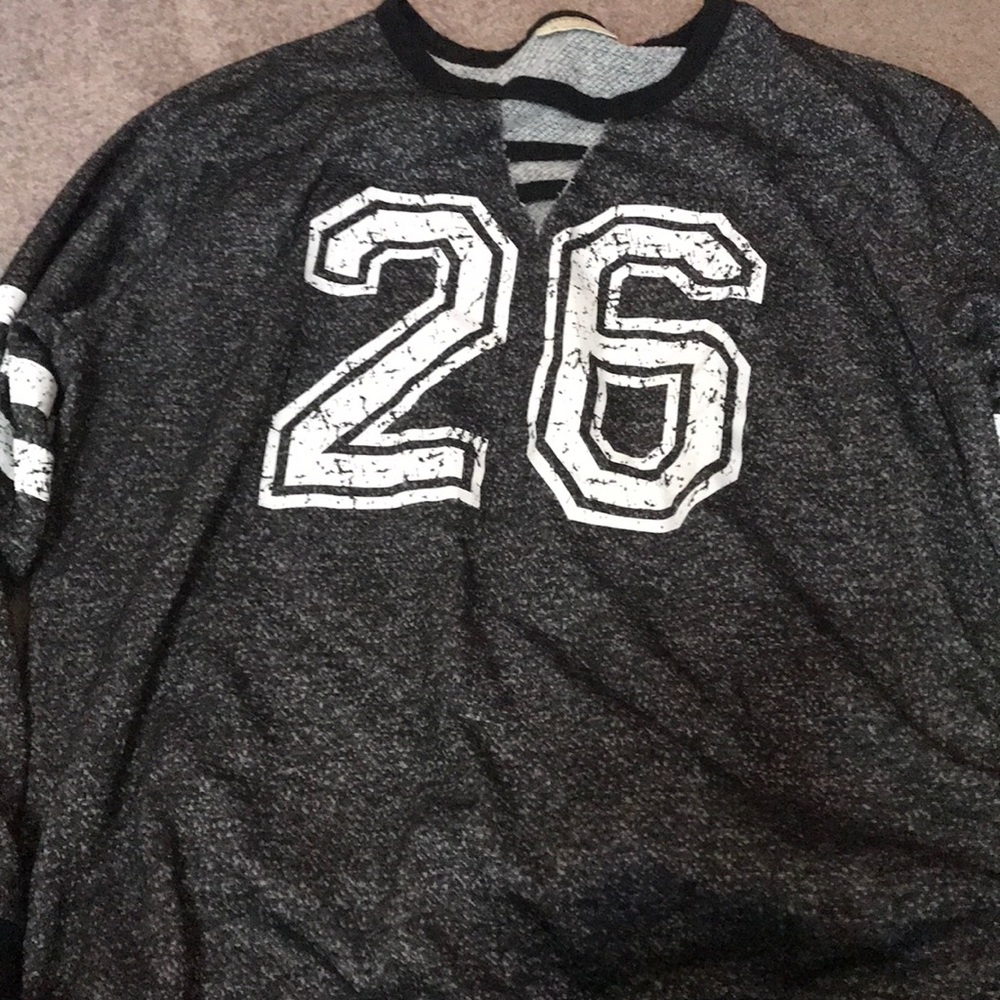 Long sleeved dark gray shirt